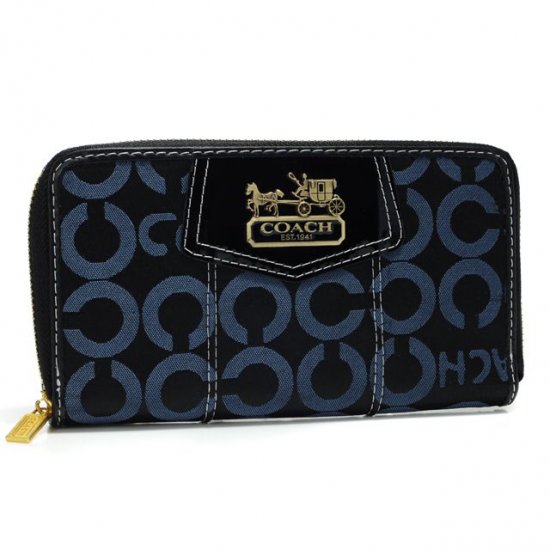 Coach In Signature Large Navy Wallets AXL - Click Image to Close